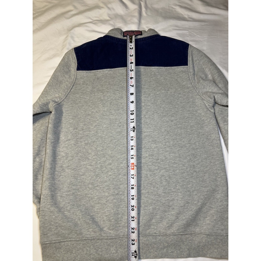Vineyard Vines Sweater  Kids XL (18) Gray & Blue 1/4 Zip Pullover Preppy Casual - Picture 10 of 12
